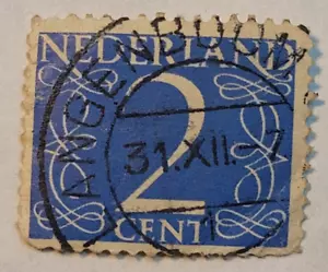 Netherlands Postage ~ 2¢ Blue Stamp ~ Posted/Used ~ c.1955 ~ 05 - Picture 1 of 6