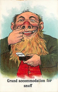 Big Nose Man Postcard Grand Accomodation For Snuff Tobacco 2087 - Picture 1 of 2