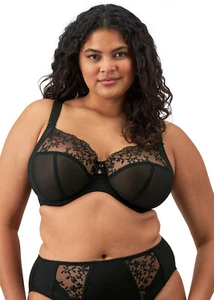 Plus Size Bra 36G Black Full Cup Three Section Elomi Zarla - Picture 1 of 5