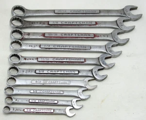 Vintage 10pc Craftsman 3/8" to 15/16" Combination Wrench Set 12pt SAE -V- Series - Imagen 1 de 16