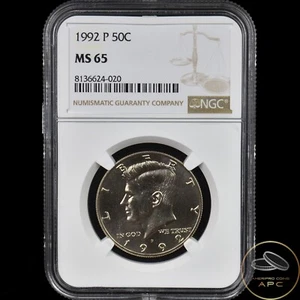 1992 P Kennedy Half Dollar NGC MS 65 High Grade Clad Beauty - Picture 1 of 2