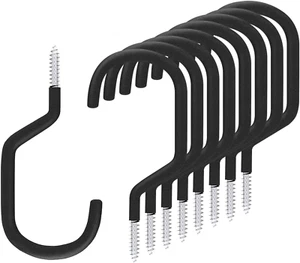 8 Pack Bike Hanger Storage Hook Rack, Rubber Coated Heavy Duty Large Screw in Ce - Picture 1 of 6