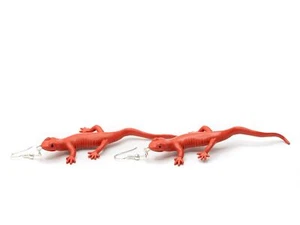 Salamander Ohrringe Miniblings Hänger Gecko Mini Reptilien Urwald rot - Bild 1 von 4