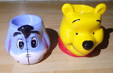 Pair of Disney Winnie the Pooh and Eeyore Egg Cups Ceramic Egg Heads