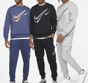 Nike Herren Ganzer Trainingsanzug Rundhals Multi Swoosh Sweatshirt Cargo Bündchen Jogginghose - Bild 1 von 23