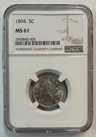 1894 Liberty V Nickel 5C US NGC MS 61 Cover