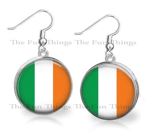 Pendientes colgantes con bandera de Irlanda hechos a mano artesanos personalizados joyería del orgullo irlandés - Imagen 1 de 1