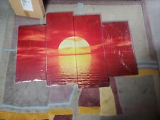 Bild Sonnenuntergang 4-teilig Kunstdruck auf Leinwand mit Keilrahmen neu