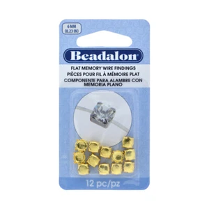Beadalon® Schmuckteile Fassungen für Flach Speicherdraht 6mm Gold Farbe 12 Stück - Bild 1 von 1