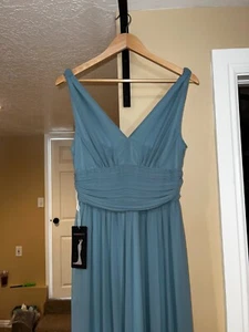 Ever-Pretty Elegant V-Neck Sleeveless Chiffon Semi-Formal Dust Blue - Picture 1 of 7