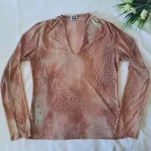 Krizia maglia top mesh stampa animalier leopardata vintage Y2K Funky Tg IT 44 L - Foto 1 di 7