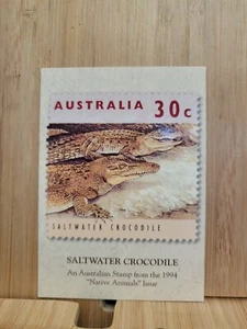 Australia Post Stamp Facts🏆Series 2 1996 #53 SALTWATER CROCODILE Stamp Card🏆 - Picture 1 of 3