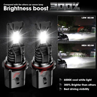 For Mazda MPV 1989-1995 9007 HB5 2x 6000K LED Headlight Bulb High Low Beam - Image 1 of 4