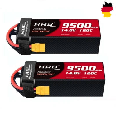 2pcs HRB 14,8V 9500mAh 4S 120C XT90 Plug Lipo Batterie für RC X-Maxx UDR Maxx V2 - Bild 1 von 4