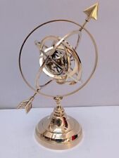 Antique armillaire 11" Nautical Brass Sphere World Globe Metal Base Office Decor