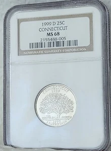 RARE 1999-D Connecticut State Quarter Graded NGC MS 68 Business Strike - Picture 1 of 6