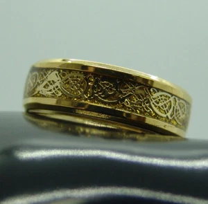 ANILLO DE MODA TUNGSTENO ALIANZA DE BODA 8 MM FIBRA ENGRANAJE CARBURO Hombres/Mujeres Talla 6-13#28 - Imagen 1 de 10