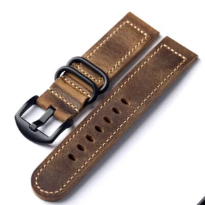 Retro Real Leather Stainless Steel Buckle Clasp Watch Strap Handmade Bracelet - Picture 1 of 10