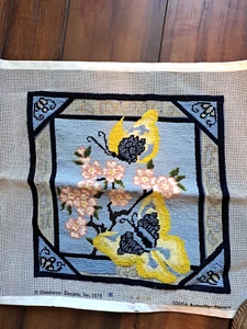 Candemar 30004 1978 Butterflies 14x14 Needlepoint Pillow Cover 80% FINISHED - Picture 1 of 5