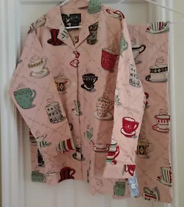 Nick and Nora VHTF NWT Drk Tag 100% Cotton Cozy Cups Flannel Pajama Set L - Picture 1 of 5