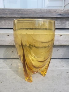 Vintage Art Deco Duncan & Miller Amber Rocket Vase 9 Inches - Picture 1 of 8