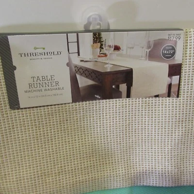 THRESHOLD Table Runner IVORY/GOLD METALLIC WEAVE 14"x72" NWT Christmas Dining - Image 1 of 2