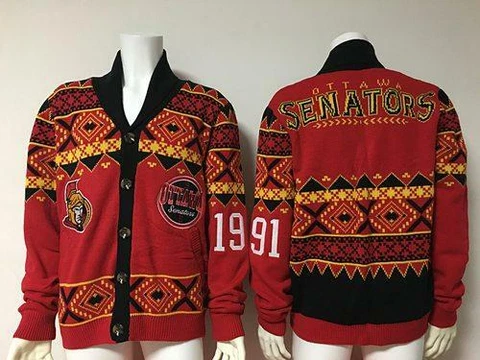 NHL Ottawa Senators Sens MENS XL Red Ugly Christmas Sweater Cardigan NEW w Tags Cover