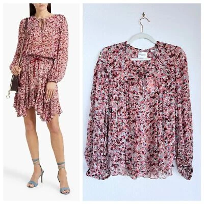 Blusa Isabel Marant Étoile Daytonea Floral Manga Larga Nueva con Etiquetas en Frambuesa y Crudo Foto 1 de 4