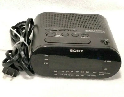 Sony Dream Machine Alarm Clock Dual AM FM Time Works Black Radio ICF-C218 - Image 1 of 4