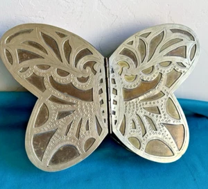 Mottahedeh Design Brass Silver Etched Butterfly 9" Box Hinged Wings INDIA MCM - Picture 1 of 11