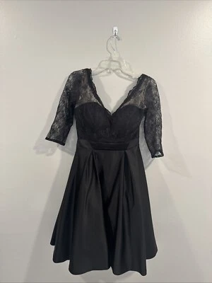 Impression Bridal  Womens 3/4 Sleeve Dress With Lace Bodice And Sleeves Foto 1 de 4