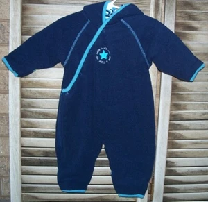 BABY by LINDEX navy blue hooded fleece bunting~size 62~US size 6-9 months~ - Picture 1 of 3