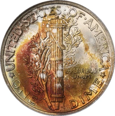 1944 Toned MS66 CAC NGC Mercury Dime Color PQ Sticker Old Holder - Image 1 of 4