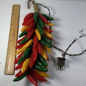 Vintage beleuchtete scharfe Chilischoten rot gelb grün hängend 15" RAR! *BESCHREIBUNG LESEN* - Bild 1 von 10