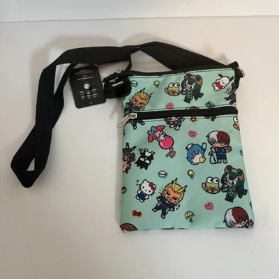 My Hero Academia Hello Kitty & Friends Passport Crossbody Bag Teal Blue NEW - Image 1 of 4