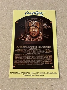 Roberto Alomar signed HOF plaque postcard * PSA * - Picture 1 of 2