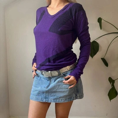 Versus By Versace V-neck Jumper - Medium Purple Cotton Blend - Image 1 of 4