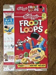 Caja de cereales Kellogg’s Froot Loops 1993 - Pincel de pintura Nintendo Mario Paint - Imagen 1 de 2