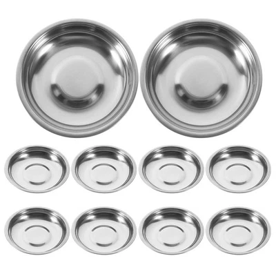 10Pcs Round Dishes Stainless Steel Sauce Dishes Mustard Appetizer Plates (10cm) - Image 1 of 4