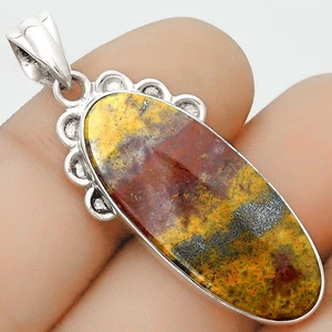 Natural Blood Stone - India 925 Sterling Silver Pendant Jewelry P-1085 - Picture 1 of 5