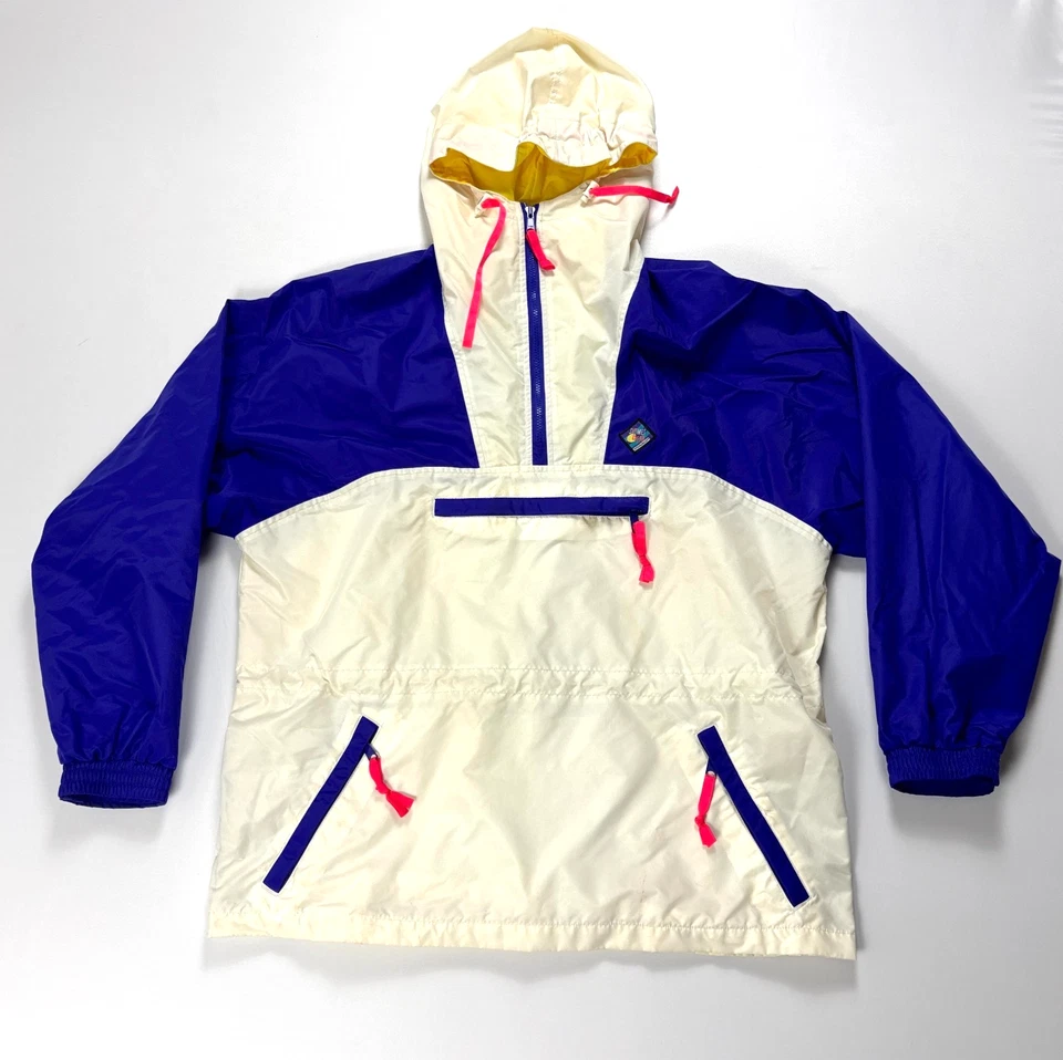 复古 Woolrich Signet Gear 1/2 拉链风衣夹克 Colorblock XL 复古 — 第 1/4 张图片
