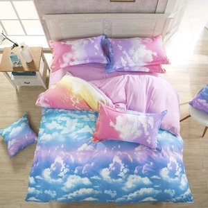 Wolkenhimmel Bettbezug Set für Mädchen Regenbogen Bettwäsche Set Kinder Bettbezug... - Bild 1 von 4