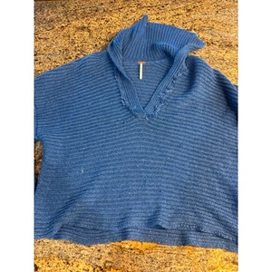 Suéter Top Free People Talla Grande Azul Envejecido Tejido XS Recortado - Imagen 1 de 12