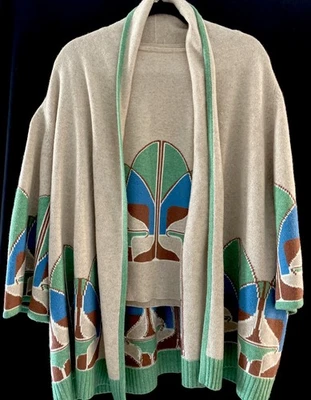 Conjunto de 2 piezas de cachemir vintage y chal cárdigan abierto a juego excelente Foto 1 de 4