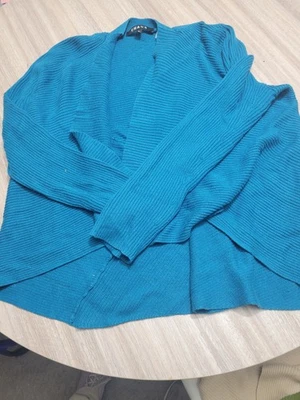 CHAUS Нью-Йорк драпированный открытый передний кардиган свитер бирюзовый/поместье синий размер M  - Изображение 1 из 4