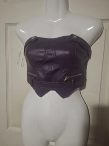 Sexy schmales Damen-Neckholderoberteil aus Leder Wickeloberteil innen oder außen für Club zu tragen - Bild 1 von 5