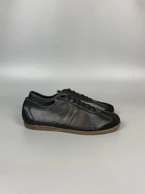Vintage 1960s German Army Trainer Sneakers Black Leather BW Sport Size 29 (US11) - Image 1 of 4