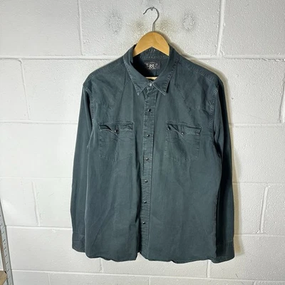 RRL Double RL Shirt Mens Extra Large Black Ralph Lauren Denim Pearl Snap RL Yolk - Image 1 of 4
