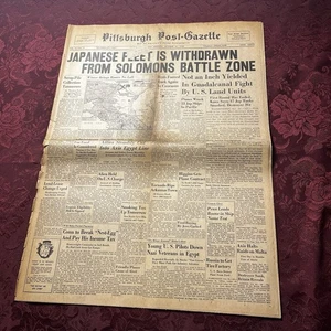 Giornale Vintage Pittsburgh Post-Gazette 31-10-1942 La flotta giapponese viene ritirata - Foto 1 di 12