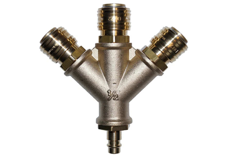 Distributore aria compressa 3 scambi d'aria con 3 giunti e nipplo a innesto
